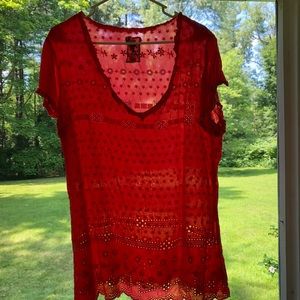 Johnny Was embroidered rayon top sz L